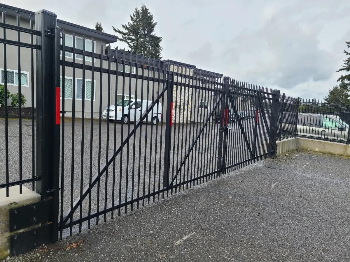 metal sliding gate used for secure commercial property entrance
