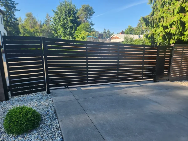 Powder coated driveway gate designed for coastal weather conditions